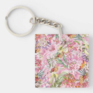 My tropical colourful foliage exotic flower garden keychain