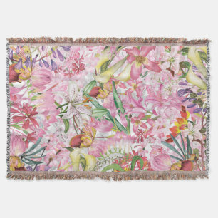 My tropical colourful foliage exotic flower garden throw blanket