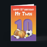 My Twin Sister 10th Birthday Sports Balls Card<br><div class="desc">This will come as a definite surprise for your twin sister when you give her this on the celebration of your 10th birthday. This colourful card showcases a collection of assorted sports balls on the front.</div>
