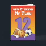 My Twin Sister 12th Birthday Sports Balls Card<br><div class="desc">Order and ready this card as early as now so you will be able to readily give it to your sweet twin sister on the day of the celebration of your 12th birthday. Surprise her with this colourful card.</div>