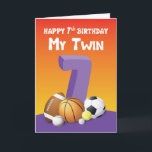 My Twin Sister 7th Birthday Sports Balls Card<br><div class="desc">When you and your twin sister both love sports and are fond of sports that involves balls then it is your lucky day to find this card that you can give her when the two of you celebrate your 7th birthday.</div>