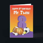 My Twin Sister 8th Birthday Sports Balls Card<br><div class="desc">Twins are most alike and each one knows what the other wants. So definitely you already know that your dear twin sister would want to get this card when the two of you finally celebrate your 8th birthday in the near future. This is a great opportunity to get this card....</div>