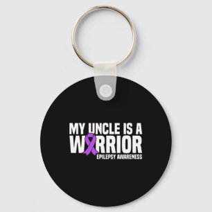 My Uncle is a Warrior Purple Ribbon Epilepsy Aware Keychain