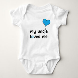 My Uncle loves me bright blue Heart Balloon Baby Bodysuit