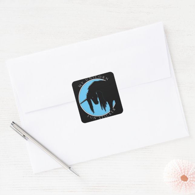 My Unicorn Fun (light blue) Square Sticker (Envelope)