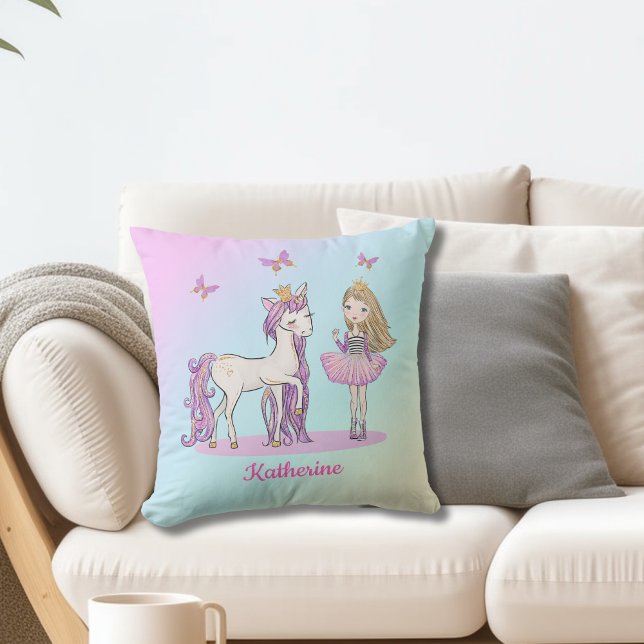 "My Unicorn" Gold Sparkle Throw Pillow (Creator Uploaded)