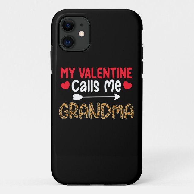 My Valentine Calls Me Grandma Leopard Buffalo Case-Mate iPhone Case (Back)