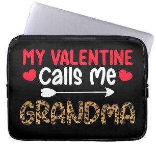 My Valentine Calls Me Grandma Leopard Buffalo Laptop Sleeve