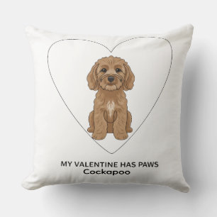 My Valentine Has Paws Cockapoo Personalise Throw Pillow