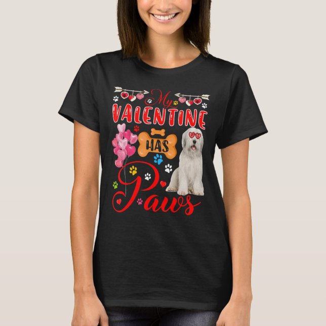 My Valentine Has Paws Cute Bearded Collie Sunglass T-Shirt (Front)