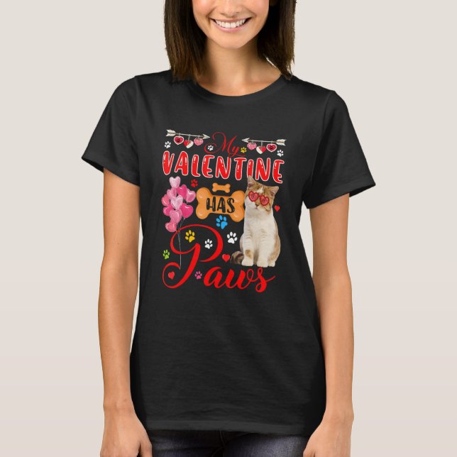 My Valentine Has Paws Cute British Shorthair Cat S T-Shirt (Front)