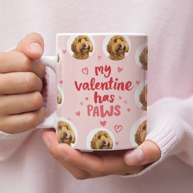 My Valentine Has Paws Personalized Dog Photo Coffee Mug (Creator Uploaded)