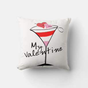 My Valentine Heart Martini Design Throw Pillow