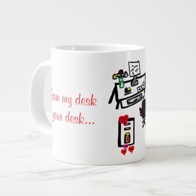 My Valentine Hearts Personalize Name Large Coffee Mug (Front Left)