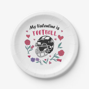 My Valentine is Football Business Card Napkins Paper Plate