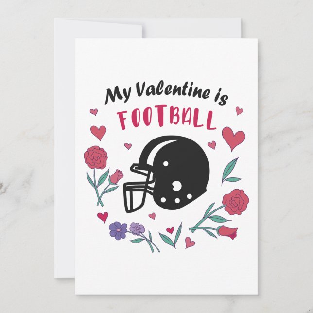 My Valentine is Football Invitation Postcard (Front)