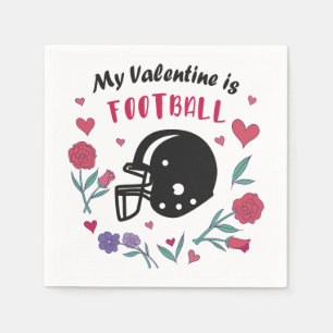 My Valentine is Football Invitation Postcard Napkin