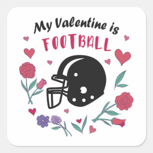 My Valentine is Football Invitation Postcard Square Sticker