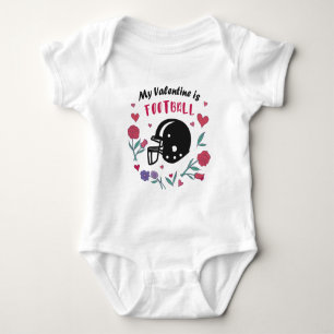 My Valentine is Football Invitation Postcard T-Shi Baby Bodysuit
