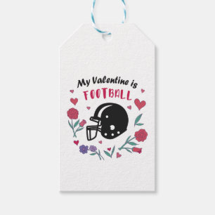 My Valentine is Football Invitation Postcard T-Shi Gift Tags