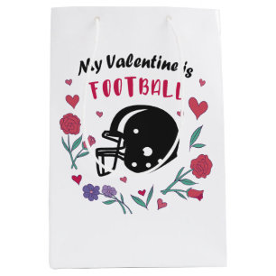 My Valentine is Football Invitation Postcard T-Shi Medium Gift Bag