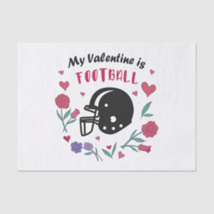 My Valentine is Football Invitation Postcard Tissue Paper