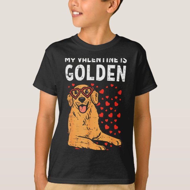 My Valentine Is Golden Retriever Valentines Day Pe T-Shirt (Front)