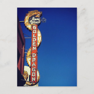 My Vintage Life - Golden Dragon Neon Sign Postcard