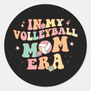 My Volleyball Mom Era Game Day Cute Retro Volleyba Classic Round Sticker