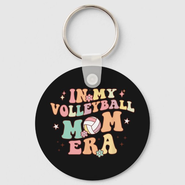 My Volleyball Mom Era Game Day Cute Retro Volleyba Keychain (Front)