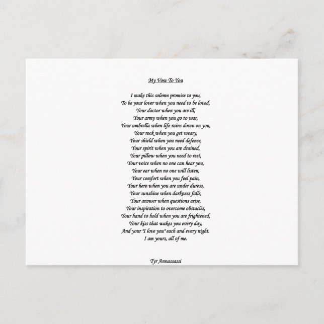 MY VOW TO YOU POSTCARD (Front)