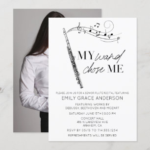 My Wand Chose Me Quote Photo Flute Recital Invitation