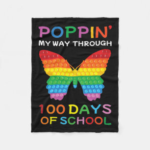 My Way Through 100 Days Of School Butterfly Girls Fleece Blanket