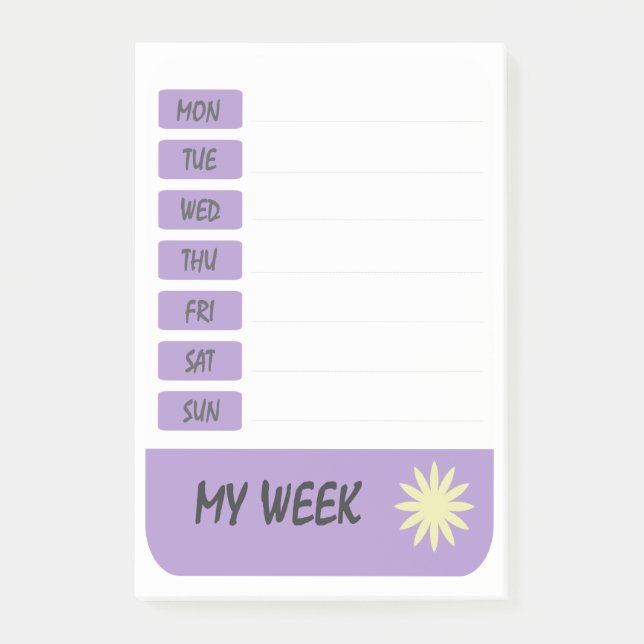 My week lest post-it notes (Front)