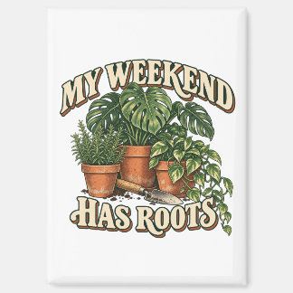 My Weekend Has Roots Retro Houseplants Magnet