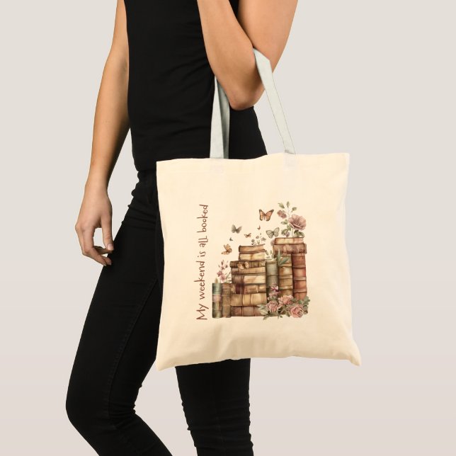 My Weekend Is All Booked Tote Bag – Cozy Book Love (Front (Product))