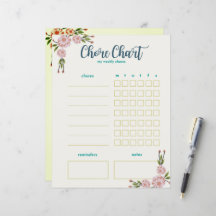My Weekly Chore Chart - Double Sided Floral