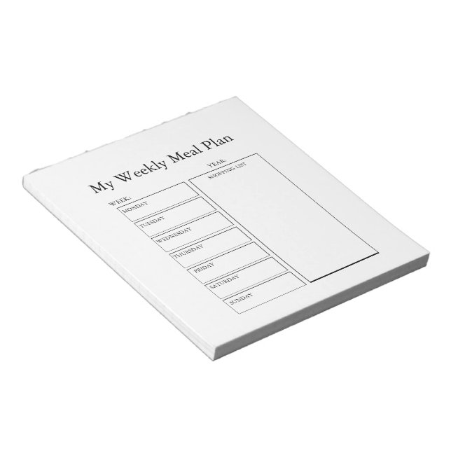 My Weekly Meal Plan Pad – Minimal & Organized (Angled)