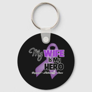 My Wife is My Hero - Purple Ribbon Keychain