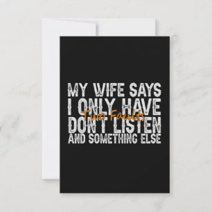 My Wife Says I Only Have Two Faults Funny Husband Thank You Card