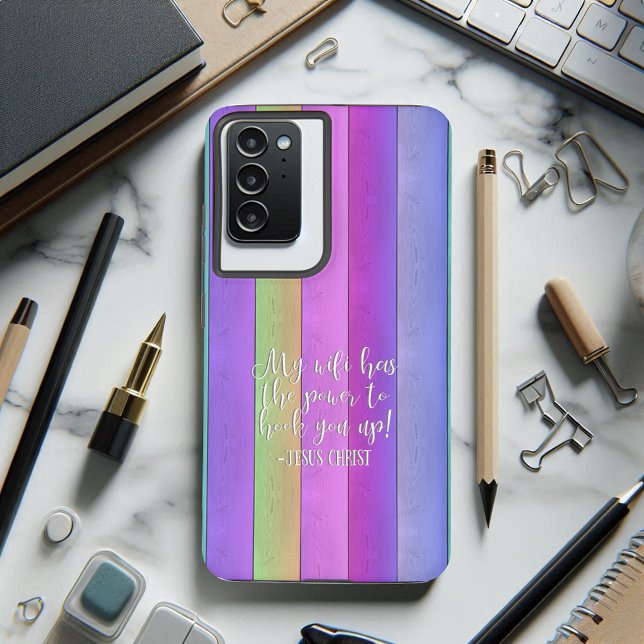 My WiFi Has Power Jesus Christ Fun Colour Striped Samsung Galaxy S21 Ultra Case (Creator Uploaded)