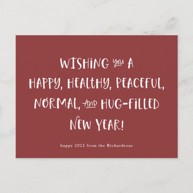 My Wish for 2022 | Brick Red Happy New Year Holiday Postcard (Front)
