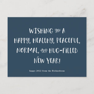 My Wish for 2022   Dark Blue Happy New Year Holiday Postcard