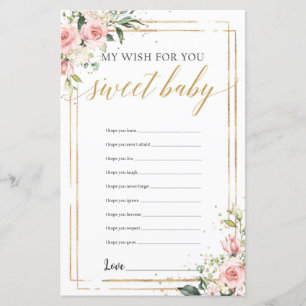 My wishes for baby game blush pink floral gold