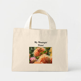 My Wonderful Friend tote bags Orange Dahlia Flower