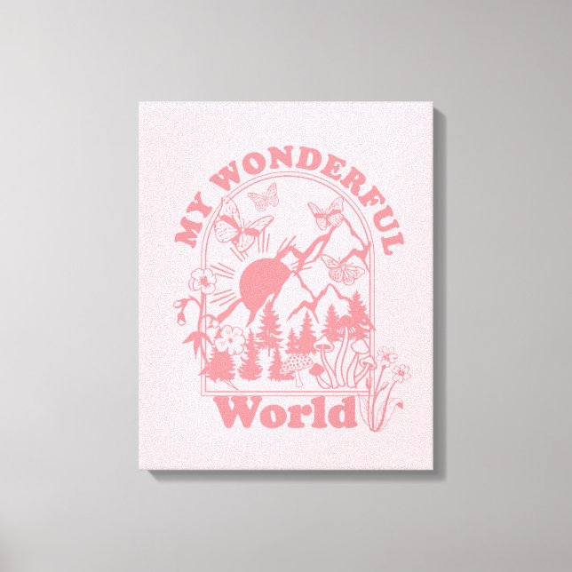 My Wonderful World Retro Flowers Canvas Print (Front)