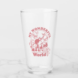 My Wonderful World Retro Flowers Glass