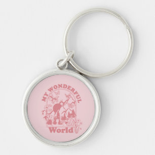 My Wonderful World Retro Flowers Keychain