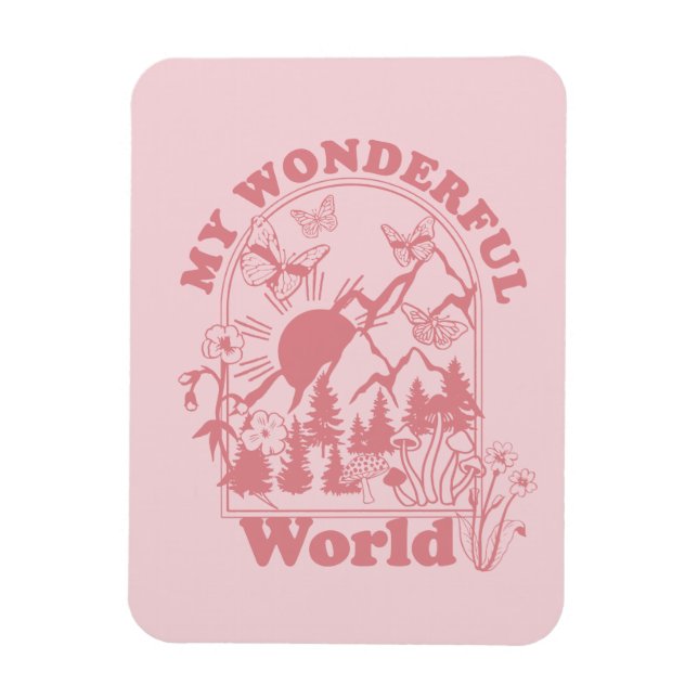 My Wonderful World Retro Flowers Magnet (Vertical)