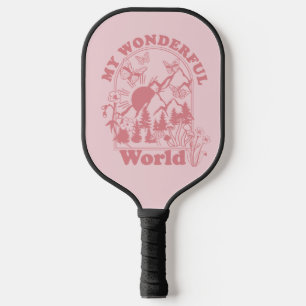 My Wonderful World Retro Flowers Pickleball Paddle